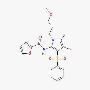 molecular formula C21H24N2O5S B11312268 N-[1-(3-methoxypropyl)-4,5-dimethyl-3-(phenylsulfonyl)-1H-pyrrol-2-yl]furan-2-carboxamide 