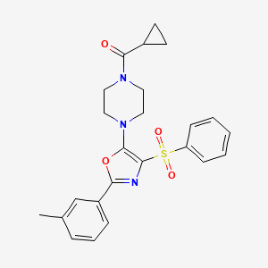molecular formula C24H25N3O4S B11312295 Cyclopropyl{4-[2-(3-methylphenyl)-4-(phenylsulfonyl)-1,3-oxazol-5-yl]piperazin-1-yl}methanone 