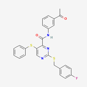 molecular formula C26H20FN3O2S2 B11312600 N-(3-acetylphenyl)-2-[(4-fluorobenzyl)sulfanyl]-5-(phenylsulfanyl)pyrimidine-4-carboxamide 