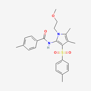 molecular formula C24H28N2O4S B11312646 N-{1-(2-methoxyethyl)-4,5-dimethyl-3-[(4-methylphenyl)sulfonyl]-1H-pyrrol-2-yl}-4-methylbenzamide 