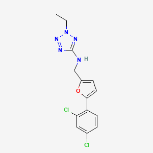 molecular formula C14H13Cl2N5O B11312804 N-{[5-(2,4-dichlorophenyl)-2-furyl]methyl}-2-ethyl-2H-tetrazol-5-amine 