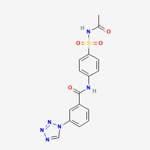 molecular formula C16H14N6O4S B11312810 N-[4-(acetylsulfamoyl)phenyl]-3-(1H-tetrazol-1-yl)benzamide 