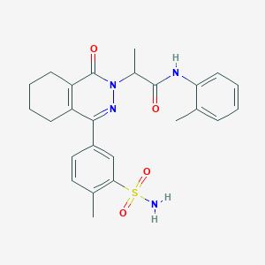 molecular formula C25H28N4O4S B11313063 N-(2-methylphenyl)-2-[4-(4-methyl-3-sulfamoylphenyl)-1-oxo-5,6,7,8-tetrahydrophthalazin-2(1H)-yl]propanamide 