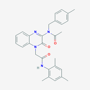 molecular formula C29H30N4O3 B11313383 N-(4-methylbenzyl)-N-(3-oxo-4-{2-oxo-2-[(2,4,6-trimethylphenyl)amino]ethyl}-3,4-dihydroquinoxalin-2-yl)acetamide 
