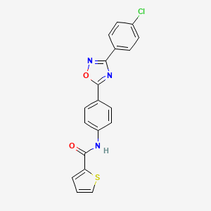 molecular formula C19H12ClN3O2S B11313574 N-{4-[3-(4-chlorophenyl)-1,2,4-oxadiazol-5-yl]phenyl}thiophene-2-carboxamide 
