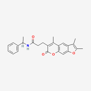 molecular formula C25H25NO4 B11313594 N-(1-Phenylethyl)-3-{2,3,5-trimethyl-7-oxo-7H-furo[3,2-G]chromen-6-YL}propanamide 