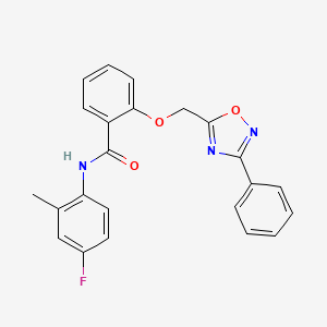 molecular formula C23H18FN3O3 B11313670 N-(4-fluoro-2-methylphenyl)-2-[(3-phenyl-1,2,4-oxadiazol-5-yl)methoxy]benzamide 