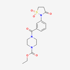 molecular formula C17H21N3O6S B11313680 Ethyl 4-[3-(1,1-dioxido-3-oxo-2-isothiazolidinyl)benzoyl]-1-piperazinecarboxylate CAS No. 1019150-57-2