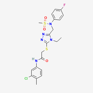 molecular formula C21H23ClFN5O3S2 B11314014 N-(3-chloro-4-methylphenyl)-2-[(4-ethyl-5-{[(4-fluorophenyl)(methylsulfonyl)amino]methyl}-4H-1,2,4-triazol-3-yl)sulfanyl]acetamide 