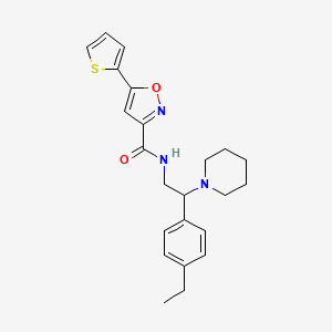 molecular formula C23H27N3O2S B11314056 N-[2-(4-ethylphenyl)-2-(piperidin-1-yl)ethyl]-5-(thiophen-2-yl)-1,2-oxazole-3-carboxamide 