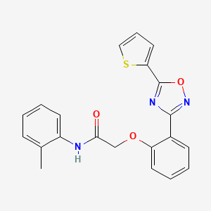 molecular formula C21H17N3O3S B11314093 N-(2-methylphenyl)-2-{2-[5-(thiophen-2-yl)-1,2,4-oxadiazol-3-yl]phenoxy}acetamide 
