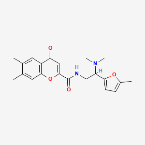 molecular formula C21H24N2O4 B11314148 N-[2-(dimethylamino)-2-(5-methylfuran-2-yl)ethyl]-6,7-dimethyl-4-oxo-4H-chromene-2-carboxamide 