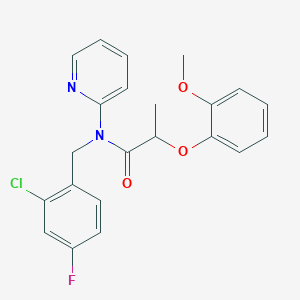 molecular formula C22H20ClFN2O3 B11314230 N-(2-chloro-4-fluorobenzyl)-2-(2-methoxyphenoxy)-N-(pyridin-2-yl)propanamide 