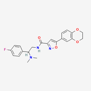 molecular formula C22H22FN3O4 B11314404 5-(2,3-dihydro-1,4-benzodioxin-6-yl)-N-[2-(dimethylamino)-2-(4-fluorophenyl)ethyl]-1,2-oxazole-3-carboxamide 