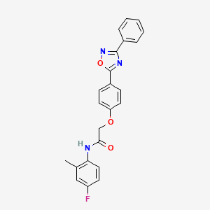 molecular formula C23H18FN3O3 B11314488 N-(4-fluoro-2-methylphenyl)-2-[4-(3-phenyl-1,2,4-oxadiazol-5-yl)phenoxy]acetamide 