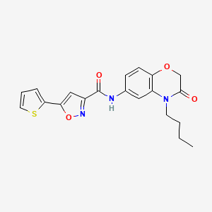 molecular formula C20H19N3O4S B11315504 N-(4-butyl-3-oxo-3,4-dihydro-2H-1,4-benzoxazin-6-yl)-5-(thiophen-2-yl)-1,2-oxazole-3-carboxamide 