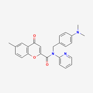 molecular formula C25H23N3O3 B11315550 N-[4-(dimethylamino)benzyl]-6-methyl-4-oxo-N-(pyridin-2-yl)-4H-chromene-2-carboxamide 