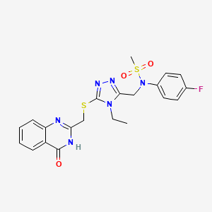 molecular formula C21H21FN6O3S2 B11315588 N-[(4-ethyl-5-{[(4-oxo-3,4-dihydroquinazolin-2-yl)methyl]sulfanyl}-4H-1,2,4-triazol-3-yl)methyl]-N-(4-fluorophenyl)methanesulfonamide 