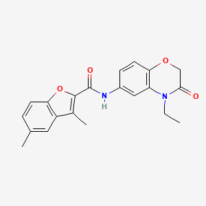 molecular formula C21H20N2O4 B11315616 N-(4-ethyl-3-oxo-3,4-dihydro-2H-1,4-benzoxazin-6-yl)-3,5-dimethyl-1-benzofuran-2-carboxamide 