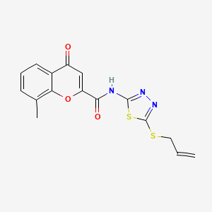 molecular formula C16H13N3O3S2 B11315828 8-methyl-4-oxo-N-[5-(prop-2-en-1-ylsulfanyl)-1,3,4-thiadiazol-2-yl]-4H-chromene-2-carboxamide 