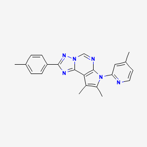 molecular formula C22H20N6 B11316001 8,9-Dimethyl-2-(4-methylphenyl)-7-(4-methyl-2-pyridyl)-7H-pyrrolo[3,2-E][1,2,4]triazolo[1,5-C]pyrimidine 