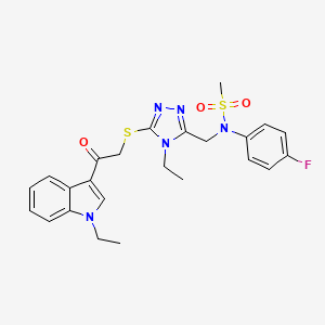 molecular formula C24H26FN5O3S2 B11316028 N-[(4-ethyl-5-{[2-(1-ethyl-1H-indol-3-yl)-2-oxoethyl]sulfanyl}-4H-1,2,4-triazol-3-yl)methyl]-N-(4-fluorophenyl)methanesulfonamide 
