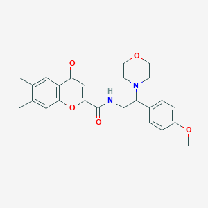 molecular formula C25H28N2O5 B11316451 N-[2-(4-methoxyphenyl)-2-(morpholin-4-yl)ethyl]-6,7-dimethyl-4-oxo-4H-chromene-2-carboxamide 