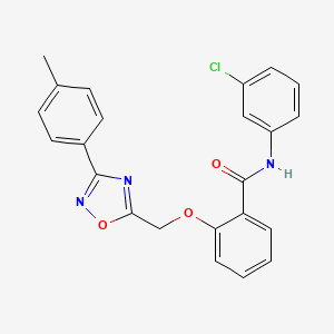 molecular formula C23H18ClN3O3 B11316540 N-(3-chlorophenyl)-2-{[3-(4-methylphenyl)-1,2,4-oxadiazol-5-yl]methoxy}benzamide 