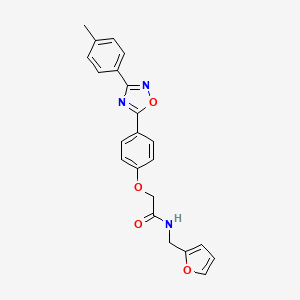 molecular formula C22H19N3O4 B11316556 N-(furan-2-ylmethyl)-2-{4-[3-(4-methylphenyl)-1,2,4-oxadiazol-5-yl]phenoxy}acetamide 