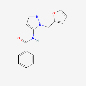 molecular formula C16H15N3O2 B11316671 N-[1-(furan-2-ylmethyl)-1H-pyrazol-5-yl]-4-methylbenzamide 