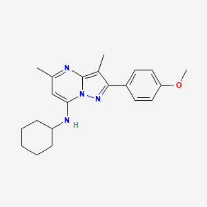 molecular formula C21H26N4O B11316815 N-cyclohexyl-2-(4-methoxyphenyl)-3,5-dimethylpyrazolo[1,5-a]pyrimidin-7-amine 
