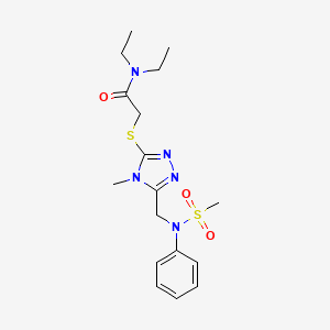 molecular formula C17H25N5O3S2 B11317013 N,N-diethyl-2-[(4-methyl-5-{[(methylsulfonyl)(phenyl)amino]methyl}-4H-1,2,4-triazol-3-yl)sulfanyl]acetamide 