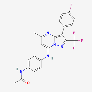 molecular formula C22H17F4N5O B11317036 N-(4-{[3-(4-fluorophenyl)-5-methyl-2-(trifluoromethyl)pyrazolo[1,5-a]pyrimidin-7-yl]amino}phenyl)acetamide 