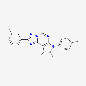 molecular formula C23H21N5 B11317070 8,9-dimethyl-2-(3-methylphenyl)-7-(4-methylphenyl)-7H-pyrrolo[3,2-e][1,2,4]triazolo[1,5-c]pyrimidine 