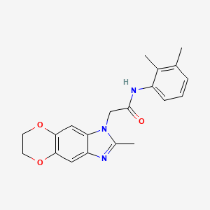molecular formula C20H21N3O3 B11317329 N-(2,3-dimethylphenyl)-2-(2-methyl-6,7-dihydro-1H-[1,4]dioxino[2,3-f]benzimidazol-1-yl)acetamide 