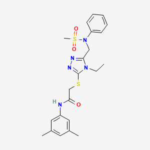 molecular formula C22H27N5O3S2 B11317364 N-(3,5-dimethylphenyl)-2-[(4-ethyl-5-{[(methylsulfonyl)(phenyl)amino]methyl}-4H-1,2,4-triazol-3-yl)sulfanyl]acetamide 