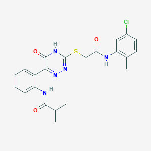molecular formula C22H22ClN5O3S B11317471 N-{2-[3-({2-[(5-chloro-2-methylphenyl)amino]-2-oxoethyl}sulfanyl)-5-oxo-4,5-dihydro-1,2,4-triazin-6-yl]phenyl}-2-methylpropanamide 