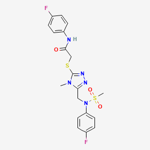molecular formula C19H19F2N5O3S2 B11317530 N-(4-fluorophenyl)-2-[(5-{[(4-fluorophenyl)(methylsulfonyl)amino]methyl}-4-methyl-4H-1,2,4-triazol-3-yl)sulfanyl]acetamide 