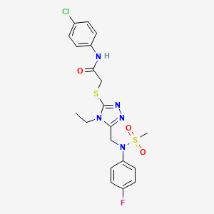 molecular formula C20H21ClFN5O3S2 B11317627 N-(4-chlorophenyl)-2-[(4-ethyl-5-{[(4-fluorophenyl)(methylsulfonyl)amino]methyl}-4H-1,2,4-triazol-3-yl)sulfanyl]acetamide 