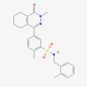 molecular formula C24H27N3O3S B11317755 2-methyl-N-(2-methylbenzyl)-5-(3-methyl-4-oxo-3,4,5,6,7,8-hexahydrophthalazin-1-yl)benzenesulfonamide 