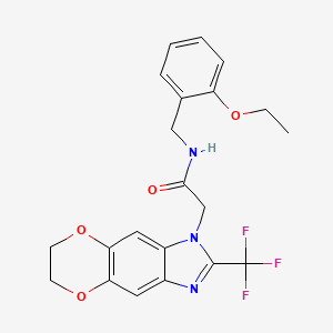 molecular formula C21H20F3N3O4 B11317822 N-(2-ethoxybenzyl)-2-[2-(trifluoromethyl)-6,7-dihydro-1H-[1,4]dioxino[2,3-f]benzimidazol-1-yl]acetamide 