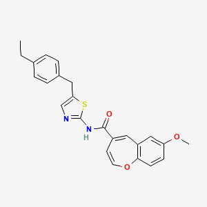 molecular formula C24H22N2O3S B11317839 N-[5-(4-ethylbenzyl)-1,3-thiazol-2-yl]-7-methoxy-1-benzoxepine-4-carboxamide 