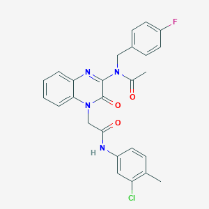 molecular formula C26H22ClFN4O3 B11317849 N-(4-{2-[(3-chloro-4-methylphenyl)amino]-2-oxoethyl}-3-oxo-3,4-dihydroquinoxalin-2-yl)-N-(4-fluorobenzyl)acetamide 