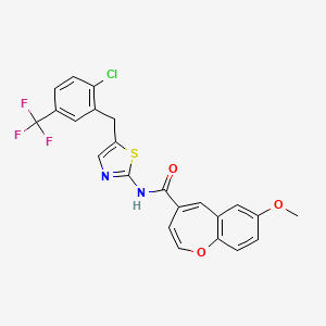 molecular formula C23H16ClF3N2O3S B11317983 N-{5-[2-chloro-5-(trifluoromethyl)benzyl]-1,3-thiazol-2-yl}-7-methoxy-1-benzoxepine-4-carboxamide 
