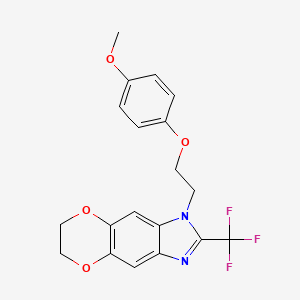 molecular formula C19H17F3N2O4 B11318049 1-[2-(4-methoxyphenoxy)ethyl]-2-(trifluoromethyl)-6,7-dihydro-1H-[1,4]dioxino[2,3-f]benzimidazole 