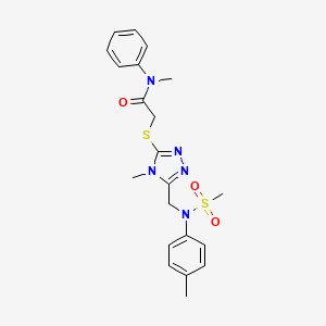 molecular formula C21H25N5O3S2 B11318145 N-methyl-2-[(4-methyl-5-{[(4-methylphenyl)(methylsulfonyl)amino]methyl}-4H-1,2,4-triazol-3-yl)sulfanyl]-N-phenylacetamide 