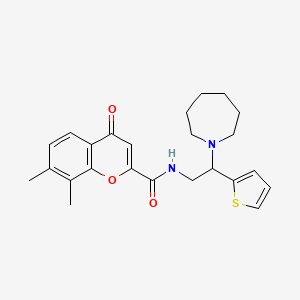 molecular formula C24H28N2O3S B11318203 N-[2-(azepan-1-yl)-2-(thiophen-2-yl)ethyl]-7,8-dimethyl-4-oxo-4H-chromene-2-carboxamide 