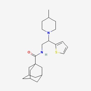 molecular formula C23H34N2OS B11318358 N-[2-(4-Methylpiperidin-1-YL)-2-(thiophen-2-YL)ethyl]adamantane-1-carboxamide 