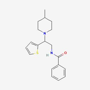 molecular formula C19H24N2OS B11318386 N-[2-(4-methylpiperidin-1-yl)-2-(thiophen-2-yl)ethyl]benzamide 