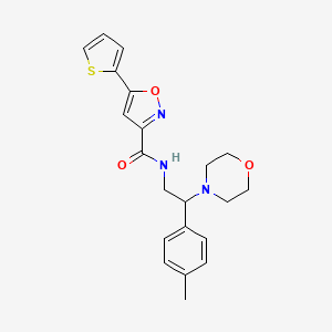 molecular formula C21H23N3O3S B11318411 N-[2-(4-methylphenyl)-2-(morpholin-4-yl)ethyl]-5-(thiophen-2-yl)-1,2-oxazole-3-carboxamide 